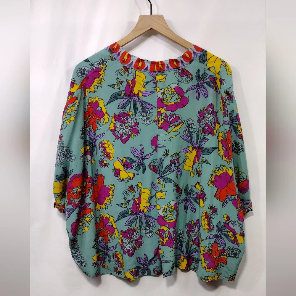 Brooke Webb Floral Kimono Women's OS Multicolor Artsy Coastal Beach Vacation - Picture 5 of 7